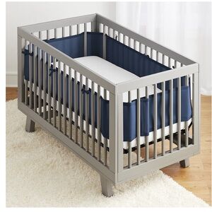 Navy Crib Mesh Liner - Breathable Nursery Barrier